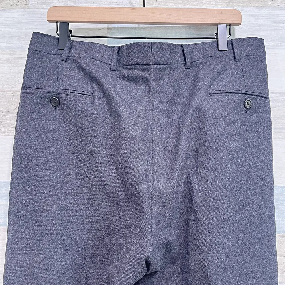 Brooks Brothers Stretch Flannel Wool Suit Gray Two Button Mens 42L 34x32 Pleated